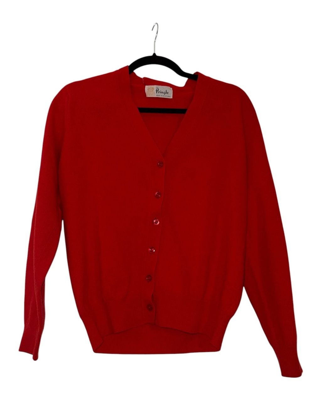 Vintage Pringle of Scotland Red Wool Cardigan Made in Scotland Size S\M